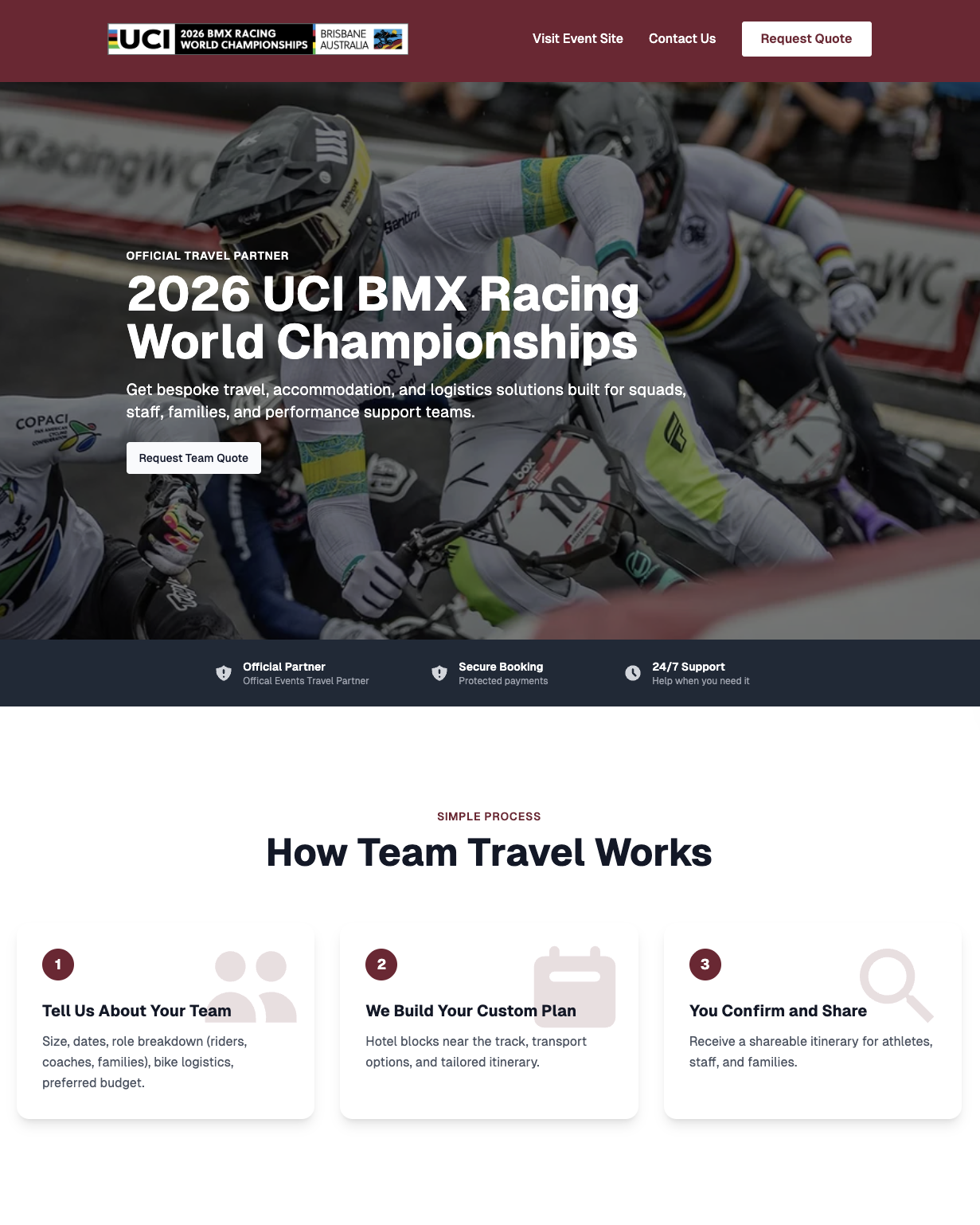 UCI BMX Racing World Championships booking page