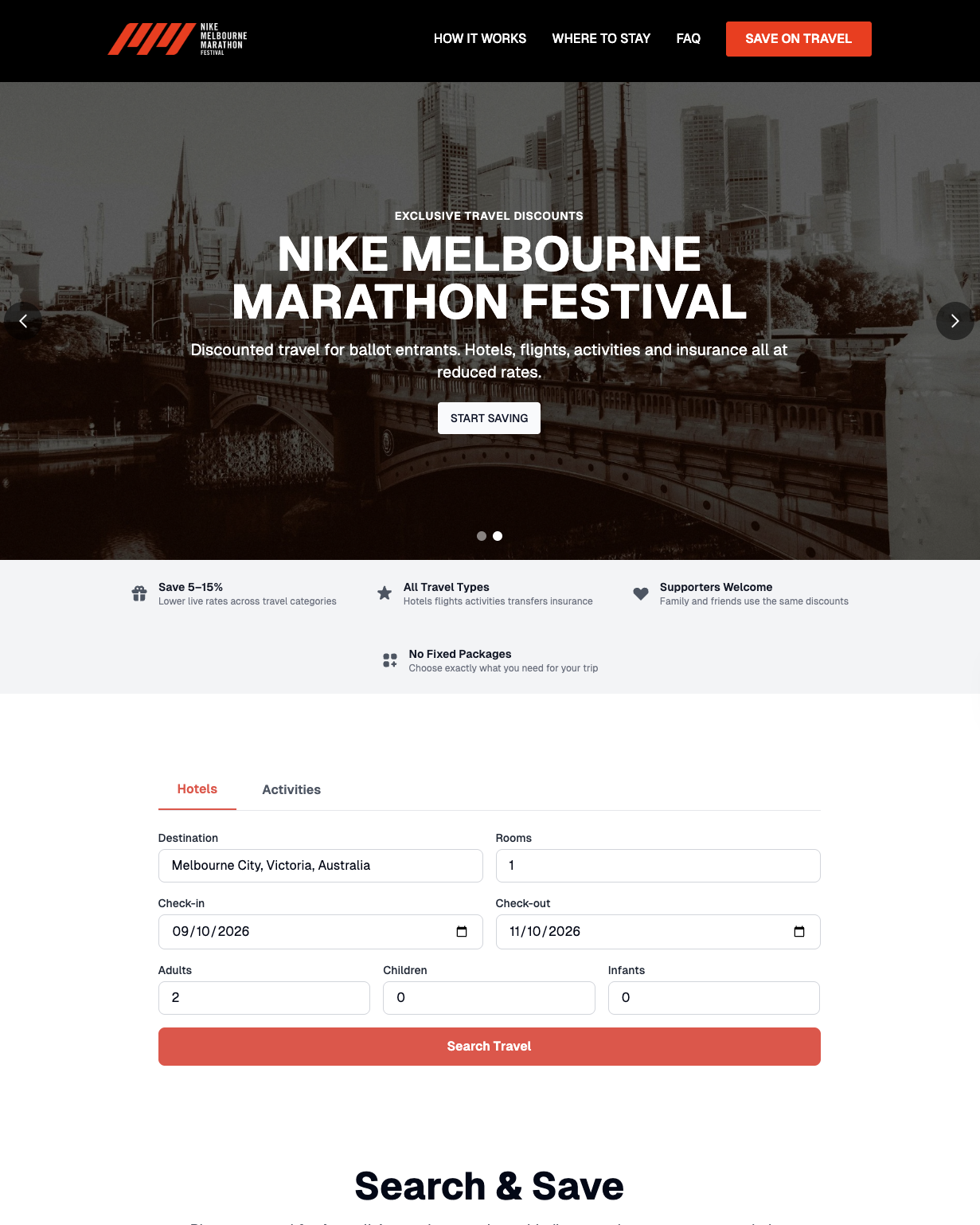 Nike Melbourne Marathon Festival booking page